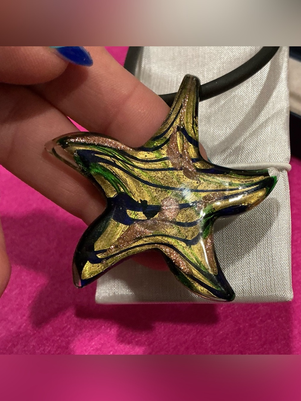 New!Starfish blown Glass Pendant & Necklace